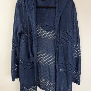 Navy Blue Open-Knit Cardigan